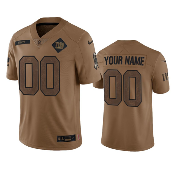 Men's New York Giants Active Player Custom 2023 Brown Salute To Setvice Limited Football Stitched Jersey